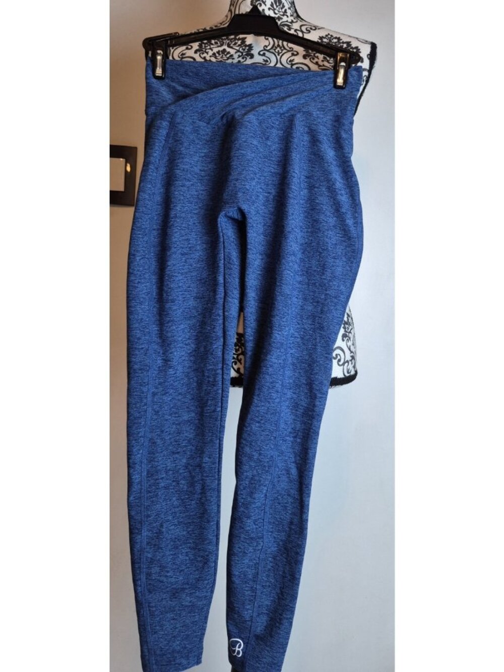 Bombshell Sportswear Leggings Small Blue Heather High Waist Twist Front USA